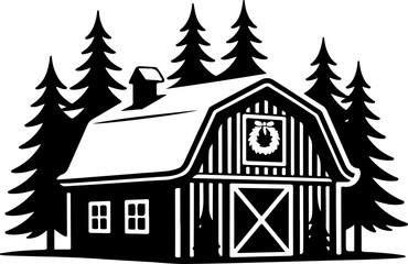 Christmas Farmhouse Vector Art