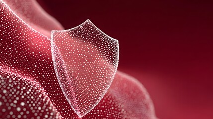 Digital shield on red background