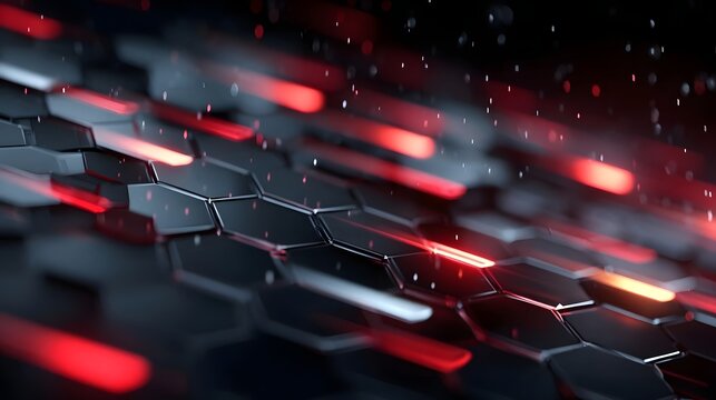 Hexagonal pattern with red light - Powered by Adobe