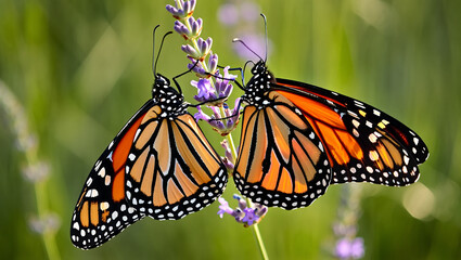 Fototapeta premium Majestic tiger walking through lush green grass and foliage