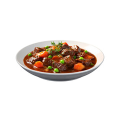 Fototapeta premium Delicious Beef Stew in a White Bowl, Hearty Home-Cooked Meal