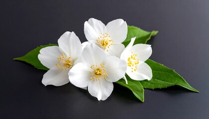 Obraz premium Delicate jasmine flowers on dark surface