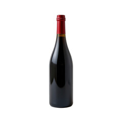 Elegant Red Wine Bottle with Red Foil Cap on a Transparent background