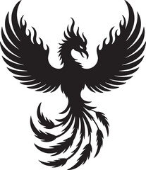 Obraz premium Powerful phoenix silhouette rising with fiery wings