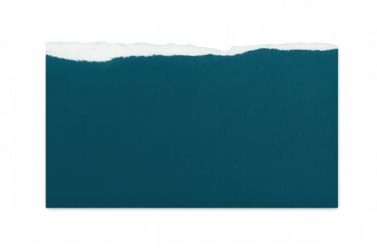 Horizontal teal ripped paper with torn edges on a transparent background, ideal for placing text or images