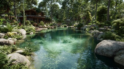 Eco Tourists Kayaking in Lush Tropical Nature Exploring