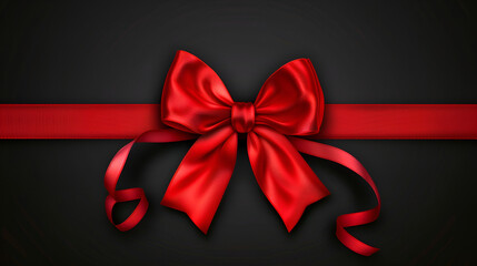 Elegant red satin bow and ribbon for festive occasions and luxury gifts