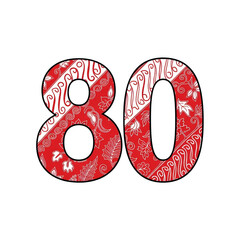 Number 80 with Indonesian batik motifs, to commemorate Indonesia's independence day