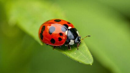 Fototapeta premium Small insect perched on a wooden plank with a blurred green background