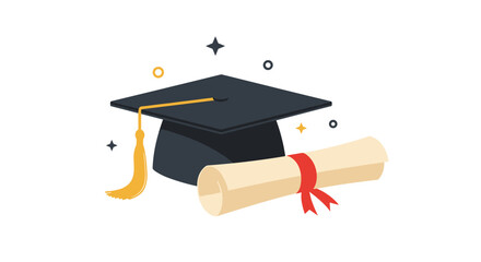 Celebrate academic achievement with a graduation cap and diploma, symbolizing success and knowledge