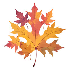 Fototapeta premium Illustrative autumn maple leaf design featuring watercolor texture and warm colors, perfect for seasonal designs and decorative projects.