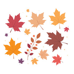 Obraz premium Collection of illustrated autumnal leaves with warm tones creates cozy seasonal vibe Perfect for backgrounds and fall themes.