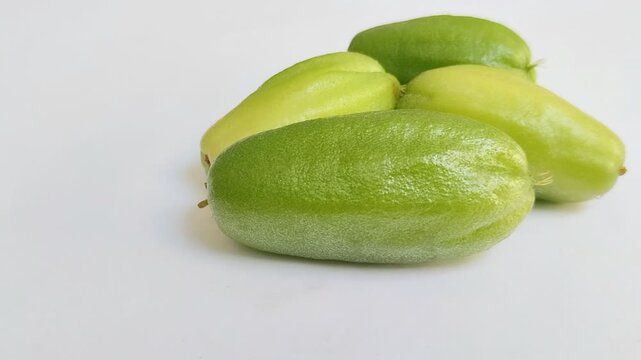 Starfruit (Averrhoa bilimbi) on a white background. Starfruit has various health benefits.