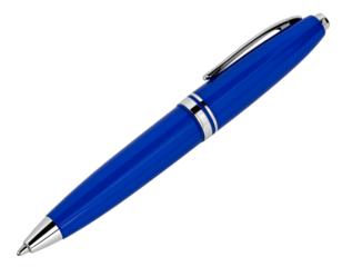  Blue Retractable Ballpoint Pen with Grip Isolated on Transparent Background PNG