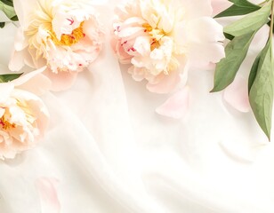Delicate Peonies on Sheer Fabric