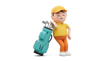 Cartoon golfer with golf bag
