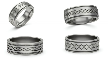 Four metal patterned rings