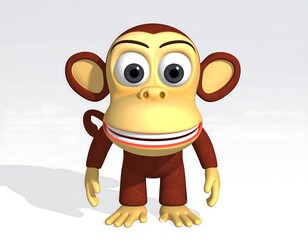 The monkey is standing and looking.