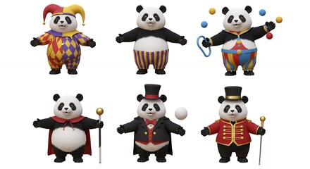 Panda circus characters illustration