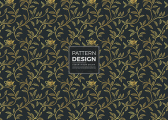 Elegant Teapot and Foliage Pattern Design Gold on Dark Background Detailed Intricate Style Wallpaper