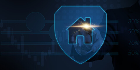 Secure Finance Home Icon Stock Market Growth Chart Tech Business