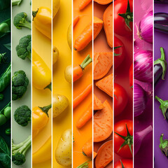 Colorful Vegetable Mix Stripes Abstract Background.