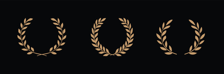 laurel wheat circular frames awards icons