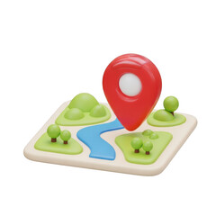 3d map with location pointer isolated on transparent background