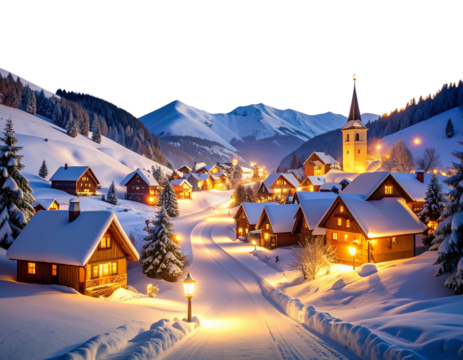 Snowy Christmas Eve Scene PNG