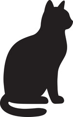 Cat sitting silhouette vector illustration for pet, animal, feline, domestic cat, and decorative design.