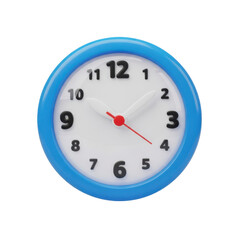 3d blue clock showing the time isolated on transparent background