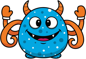 Obraz premium Friendly monster with puffy cheeks and short tail in flat vector style, isolated on white background