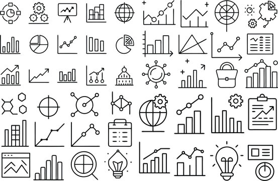 Collection of Business and Data Analysis Charts and Graphs Icons statistics
