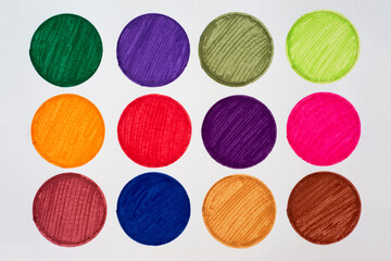 Vibrant Multicolored Circles on White Canvas