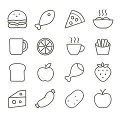 Food and Drinks Line Icons – Minimalist Vector Set