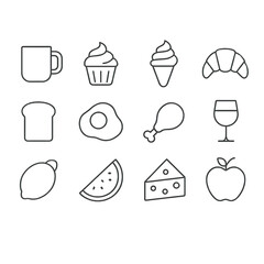Food and Drinks Line Icons – Minimalist Vector Set