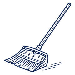 Illustration of a blue broom, a cleaning tool for sweeping floors, isolated on white background