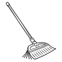Illustration of a broom, a cleaning tool used for sweeping floors, isolated on white background