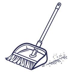 Illustration of a broom and dustpan, essential tools for maintaining cleanliness isolated on white background