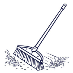 Illustration of a broom sweeping the floor isolated on white background, a cleaning tool for domestic use