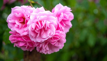 Delicate pink roses in bloom