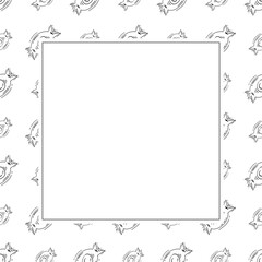 Food frame. doodle fast food square frame. hand drawn food and beverage frame background. food background
