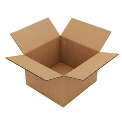 Open cardboard box ready for shipping, moving, or storage needs with clean lines, perfect for e-commerce packaging and logistics solutions