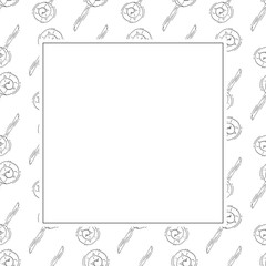 Food frame. doodle fast food square frame. hand drawn food and beverage frame background. food background