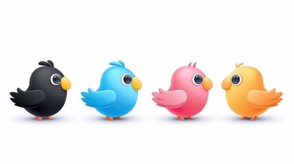 Delightful 3D minimal birds, perfect for adding charm to any space. A cute touch to your decor with a clean, white backdrop.