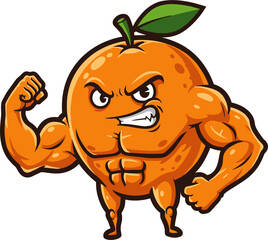 orange muscular bodybuilder cartoon angry character