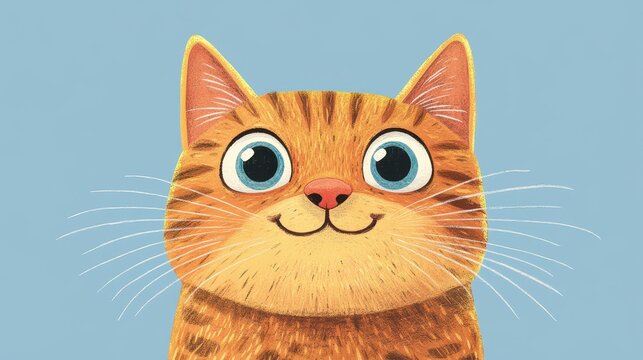 Adorable cartoon cat illustration perfect for baby clothes, cards, and textiles. Cute design with charming textures.