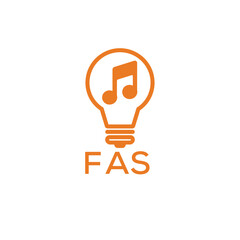 Creative Light Bulb with Music Note Logo Design for Music, Innovation, and Entertainment Branding. FAS Letter Logo.
