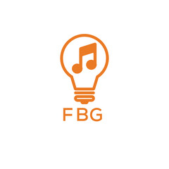Fototapeta premium Creative Light Bulb with Music Note Logo Design for Music, Innovation, and Entertainment Branding. FBG Letter Logo. 