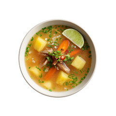 Delicious and Aromatic Asian-Style Soup with Potatoes, Carrots, and Lime